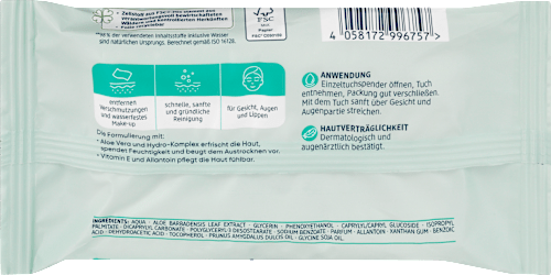 3IN1 maramice za čišćenje lica - aloe vera, putna ambalaža Balea