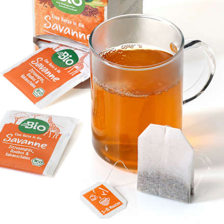 Eine Reise in die Savanne Zitronengras, Rooibos und Kakaoschalen Tee dmBio