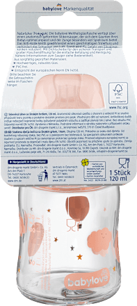 Weithalsflasche aus Glas 120 ml sortiert babylove