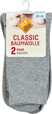Classic Baumwolle Socken hellgrau meliert, Gr. 39-42 (2 Paar) nur die