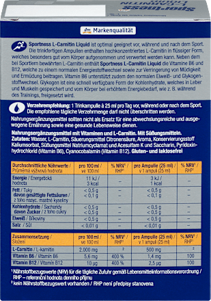 L-karnitin Liquid étrend-kiegészítő ampullakúra, narancs ízű, 7 db x 25 ml Sportness