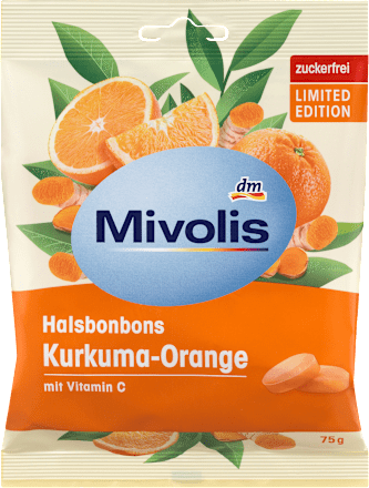Bonbon, Kurkuma & Orange, zuckerfrei Mivolis