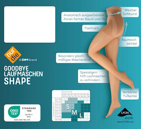 Strumpfhose Goodbye Laufmaschen Shape mandel Gr. 38/40 nur die