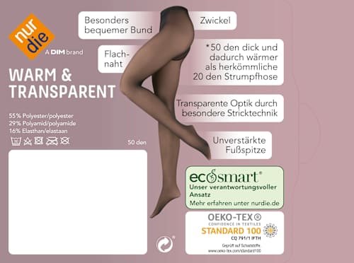 Strumpfhose warm & transparent schwarz Gr. 38/40 nur die