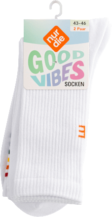 Good Vibes Socken weiß Regenbogen, Gr. 43 - 46 (2 Paar) nur die
