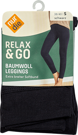 Baumwoll-Leggings Damen schwarz, Gr. 38/40 nur die