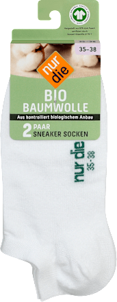 Bio Baumwolle Sneaker Socken weiß, Gr. 35-38 (2 Paar) nur die