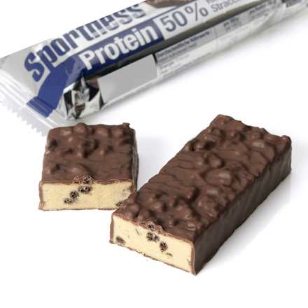 Baton proteinowy 50%, chrupki i stracciatella w ciemnej czekoladzie Sportness