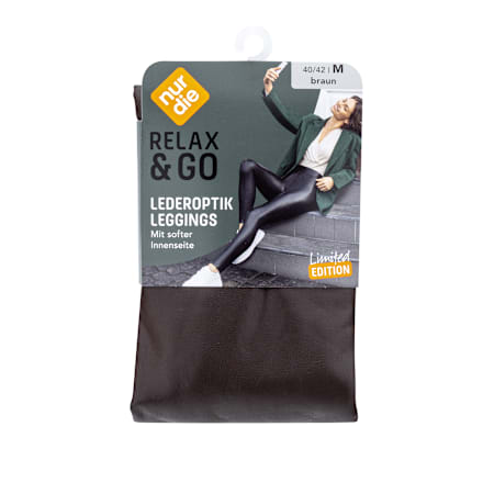 Relax & Go Lederoptik Leggins Damen braun, Gr. 40/42 nur die