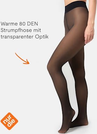 Strumpfhose warm & transparent strapazierfähig schwarz Gr. 40/44, 80 DEN nur die