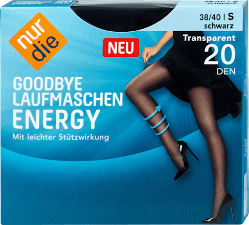 Goodbye Laufmaschen Energy Strumpfhose schwarz Transparent 20 DEN, Gr. 38/40 nur die