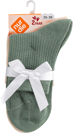 Kurzsocken Modal grün und beige, Gr. 35 – 38 (2 Paar) nur die
