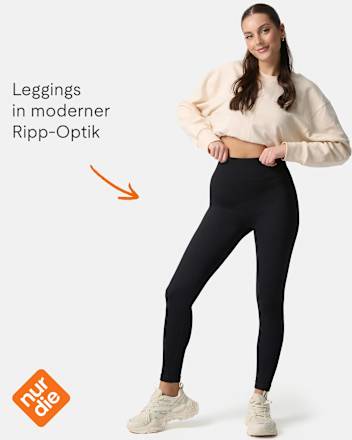 Leggings Ripp-Optik schwarz Gr. 44/46 nur die