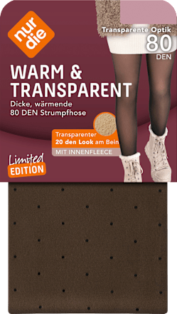 Strumpfhose mit Punkte-Muster warm & transparent mit Innenfleece schwarz Gr. 44/48, 80 DEN nur die