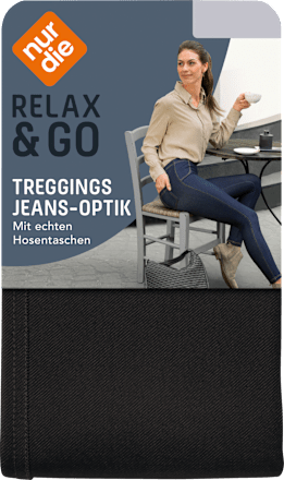 Relax & Go Treggings Jeans-Optik tiefschwarz, Gr. 38 - 40 nur die