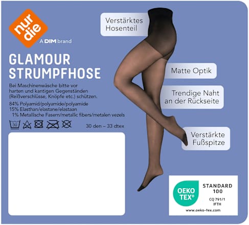 Strumpfhose Glamour mit Glitzer-Naht schwarz Gr. 38/40, 30 DEN nur die