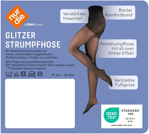 Strumpfhose mit Allover-Glitter-Effekt schwarz Gr. 38/40, 25 DEN nur die