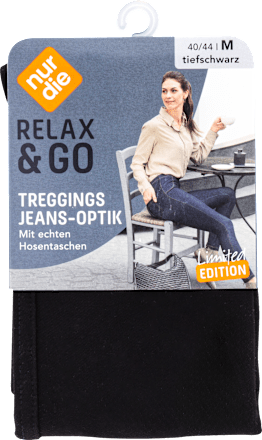 Relax & Go Treggings Jeans-Optik tiefschwarz, Gr. 40 - 44 nur die