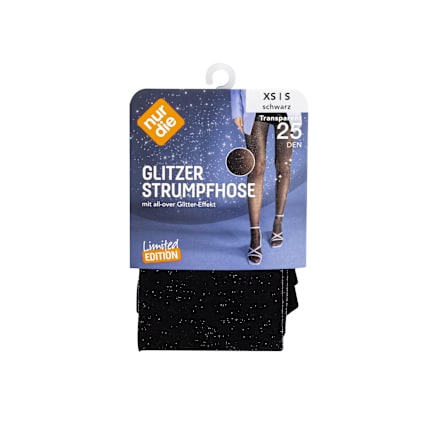 Glitzer Strumpfhose schwarz 25 DEN Transparent, Gr. 38/40 nur die
