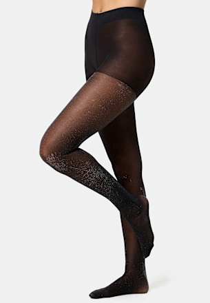 Glitzer Strumpfhose schwarz 25 DEN Transparent, Gr. 42/44 nur die
