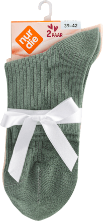 Kurzsocken Modal grün und beige, Gr. 39 - 42 (2 Paar) nur die