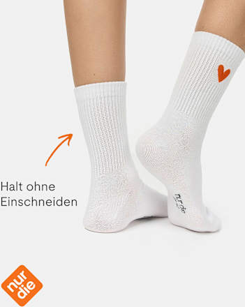 Socken mit Herz-Motiv weiß Gr. 39-42 nur die