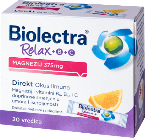 Magnezij 375 mg Relax+B+C direkt Biolectra