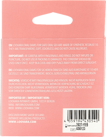 Lecktücher Oral Dams loovara INTIMATE