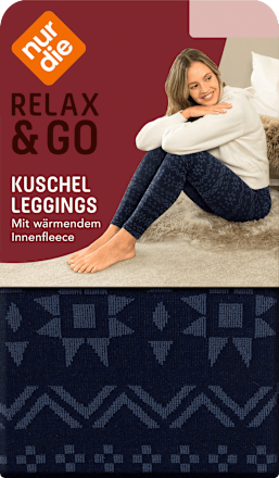 Kuschel Leggings mit Norweger-Muster blau Gr. 40/42, 100 DEN nur die