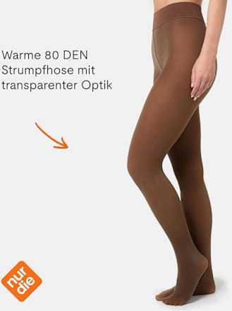 Strumpfhose warm & transparent strapazierfähig braun Gr. 40/44, 80 DEN nur die
