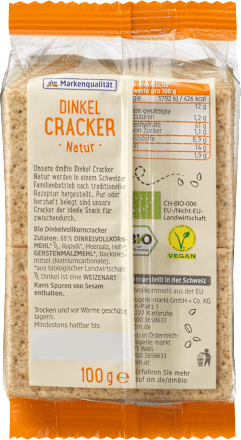 Krakersy orkiszowe, naturalne dmBio