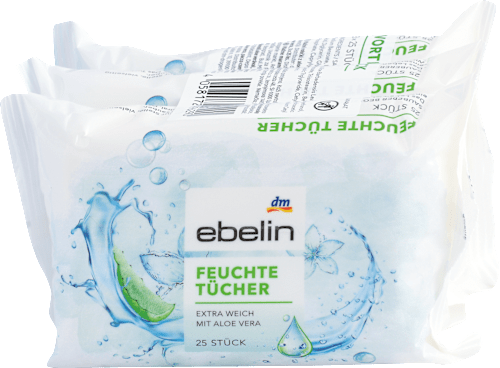 Vlhčené utierky s Aloe vera - 3 x 25 ks ebelin