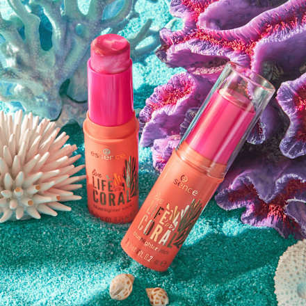 Blush & Highlighter Stick Live Life In Coral 01 Glowin' Coraltastic, Baby! essence