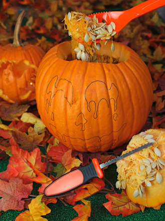 Kürbisschnitz-Set, orange/grün, 9tlg Dekorieren & Einrichten