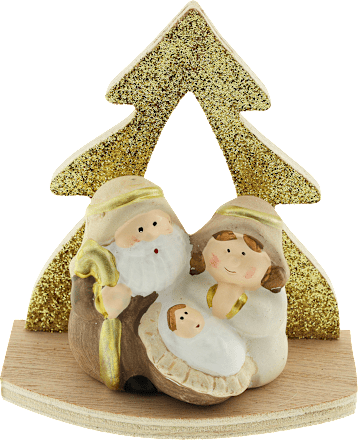 Krippe mit Keramikfiguren gold keine Marke