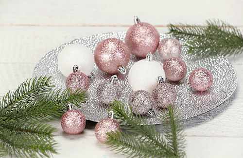 Kugel aus Kunststoff, beglittert, rosa Dekorieren & Einrichten