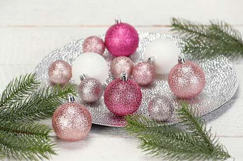 Kugel aus Kunststoff, beglittert, pink-rosa-weiß Dekorieren & Einrichten