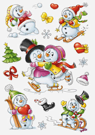 Fensterbild A4, Schneemänner Dekorieren & Einrichten