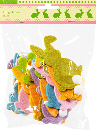 Filzgirlande, Hase-Karotte, bunt Dekorieren & Einrichten
