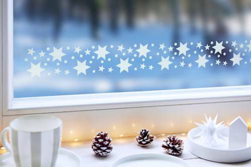 Fensterbilder, Bordüre Sterne, weiß Dekorieren & Einrichten