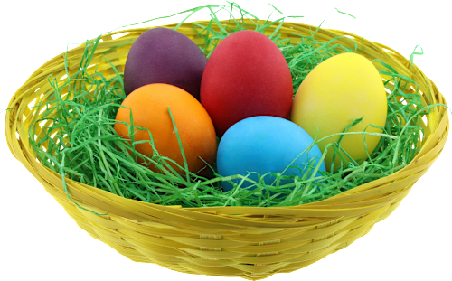 Osterkorb gefüllt mit Ostergras gelb keine Marke