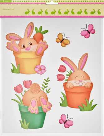 Fensterbild A3 Hase im Blumentopf BRAUNS-HEITMANN