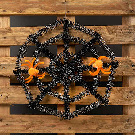 Foliengirlande, Spinnennetz mit Spinnen, schwarz/orange Dekorieren & Einrichten