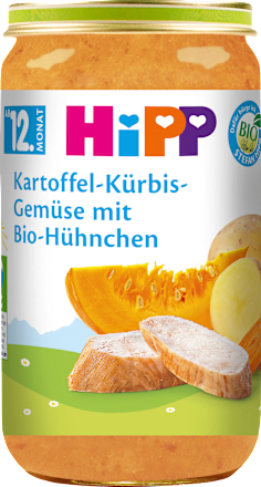 Menü Kartoffel-Kürbis-Gemüse mit Bio-Hühnchen ab 12. Monat HiPP