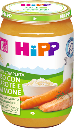 Omogeneizzato di riso con carote e salmone HiPP
