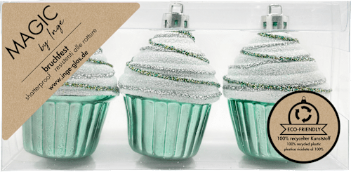Kugel aus Kunststoff, Cupcake, mint-weiß Dekorieren & Einrichten
