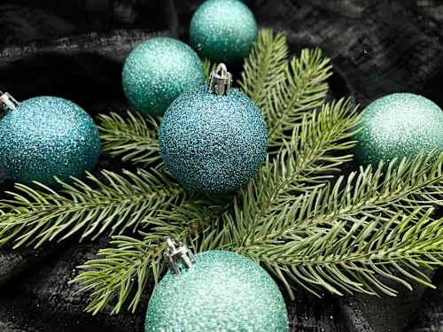 Kugel aus Kunststoff, beglittert, petrol-Mix (6 cm) Dekorieren & Einrichten