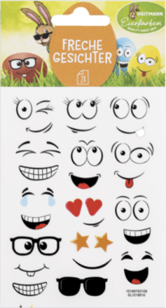 Stikere cu fețe haioase pentru ouă HEITMANN Eierfarben