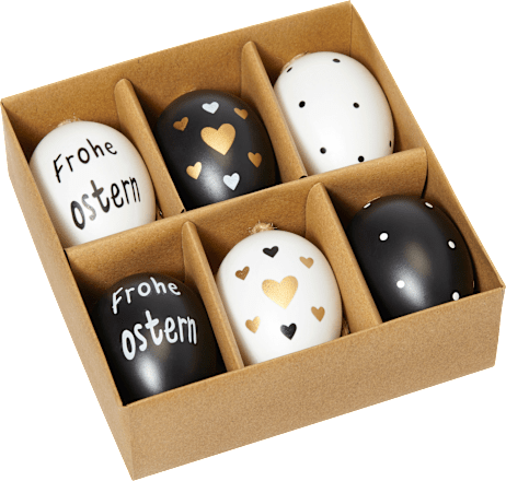 Kunstoffeier zum Aufhängen, schwarz-weiß-gold keine Marke