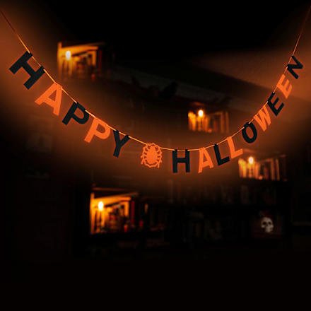 Girlande "Happy Halloween", Filz, schwarz/orange Dekorieren & Einrichten